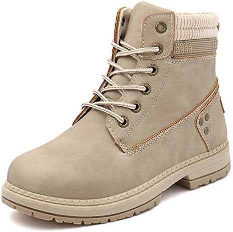Athlefit Women's Work Waterproof Hiking Combat Boots Lace up Low Heel Booties Ankle Boots
