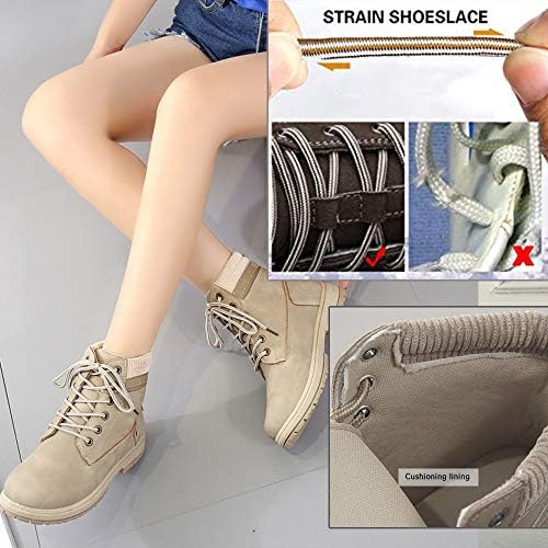 Athlefit Women's Work Waterproof Hiking Combat Boots Lace up Low Heel Booties Ankle Boots - Image 6