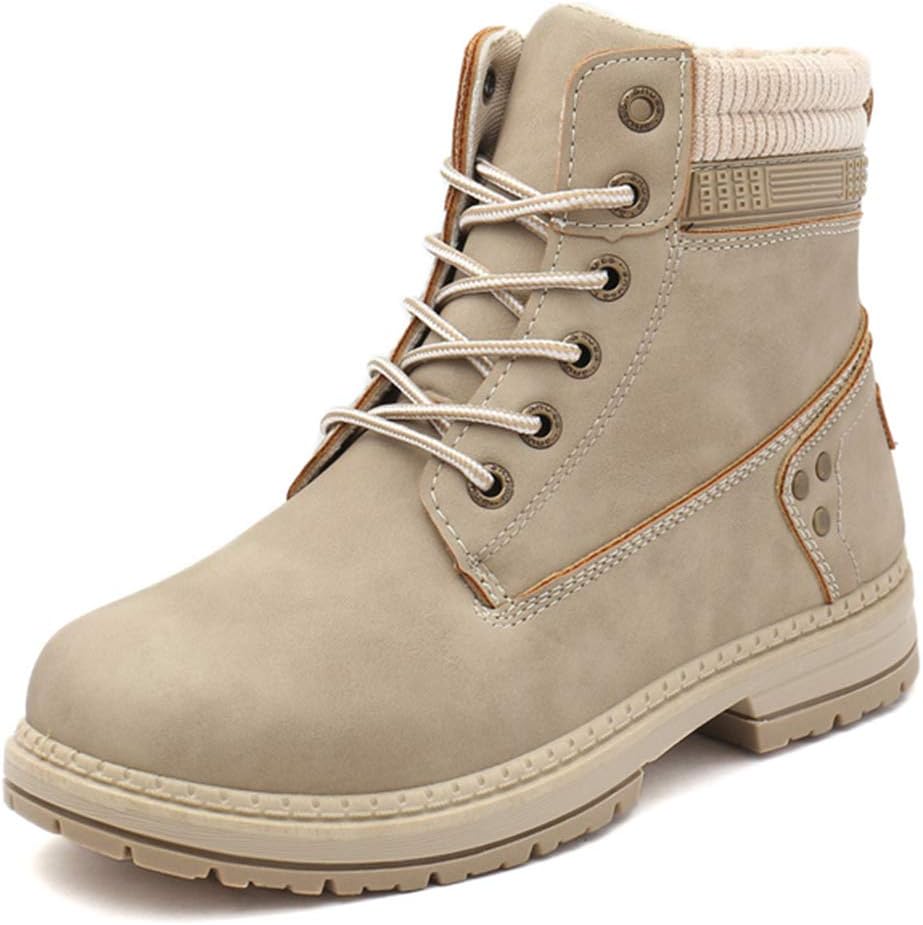 Athlefit Women's Work Waterproof Hiking Combat Boots Lace up Low Heel Booties Ankle Boots - Image 9